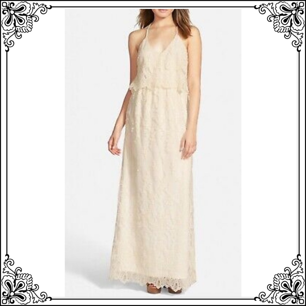 ASTR cream lace boho maxi dress